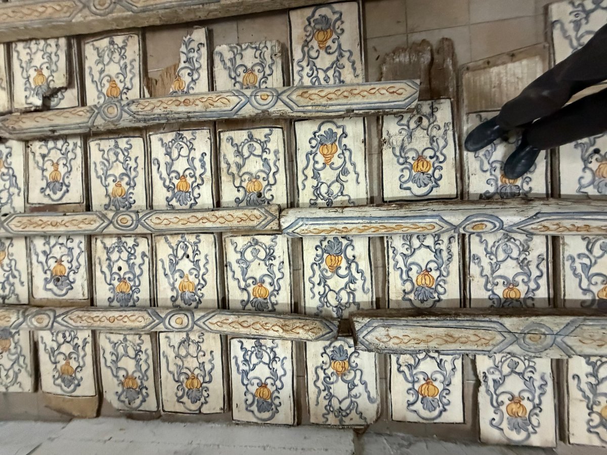 Antico soffitto in legno dipinto-photo-3