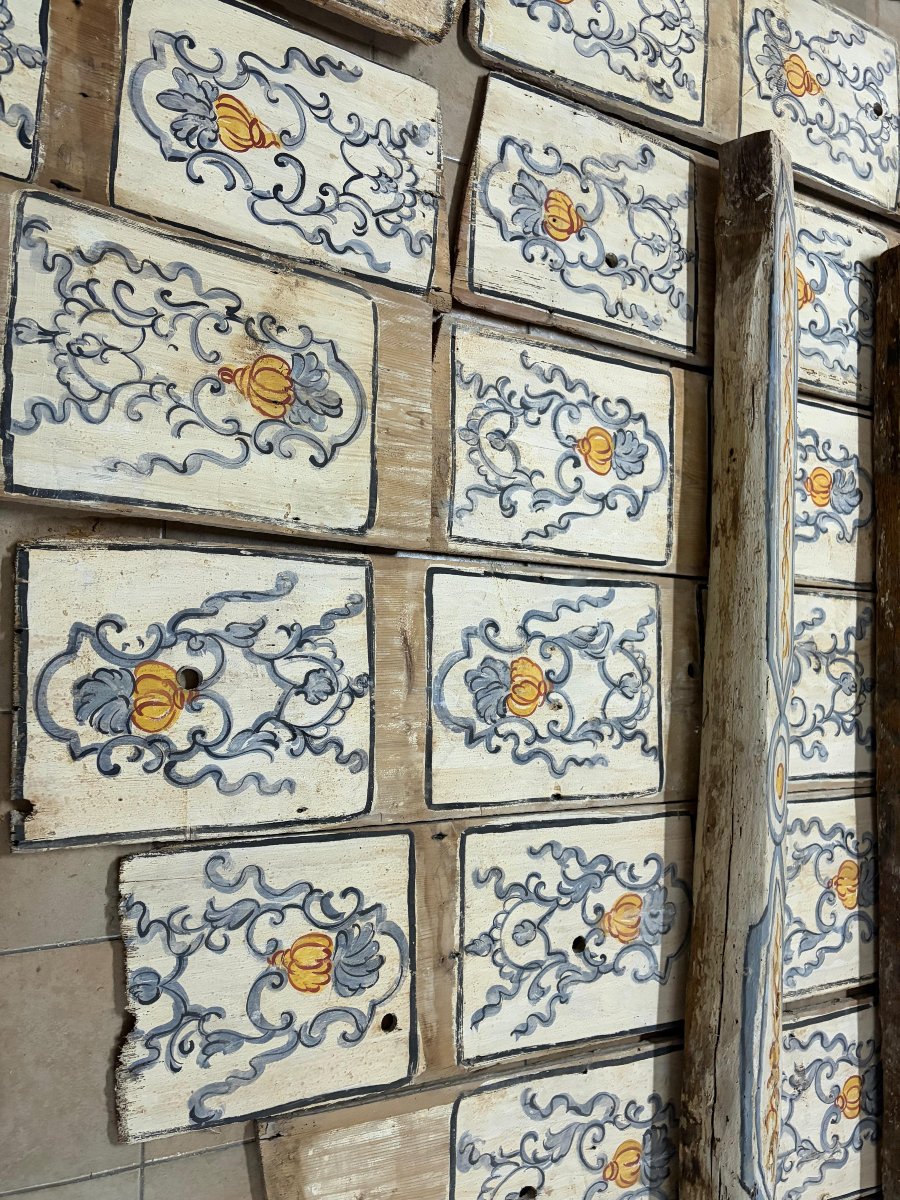 Antico soffitto in legno dipinto-photo-4