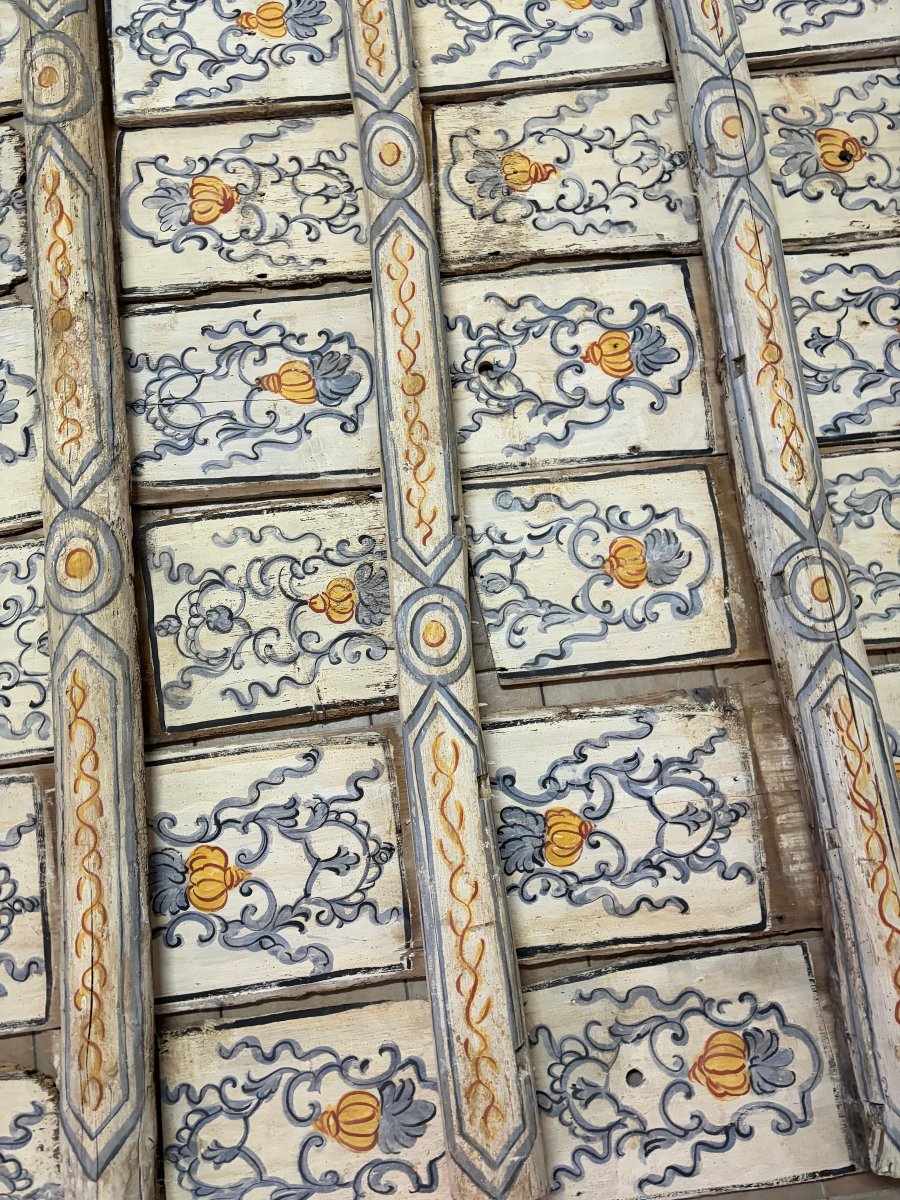 Antico soffitto in legno dipinto-photo-5