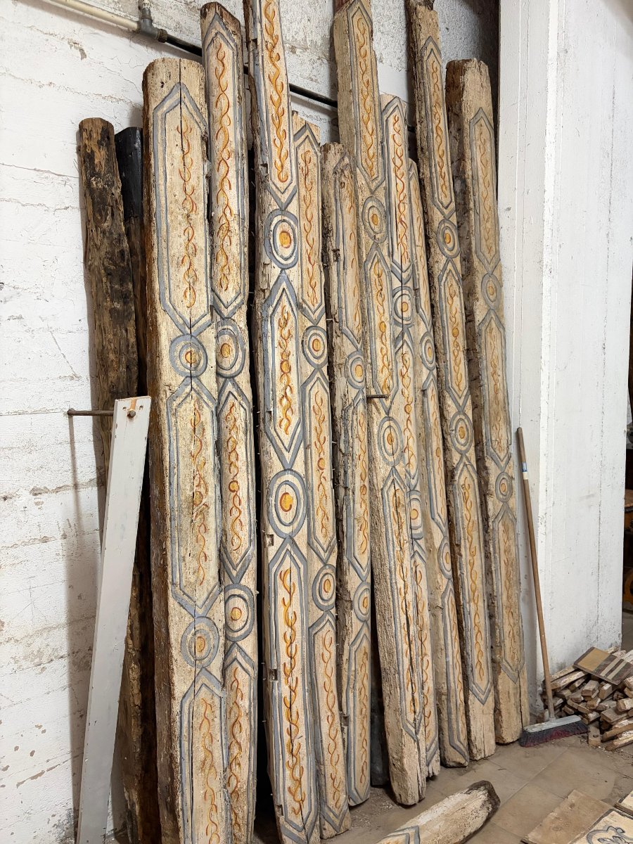 Antico soffitto in legno dipinto-photo-7