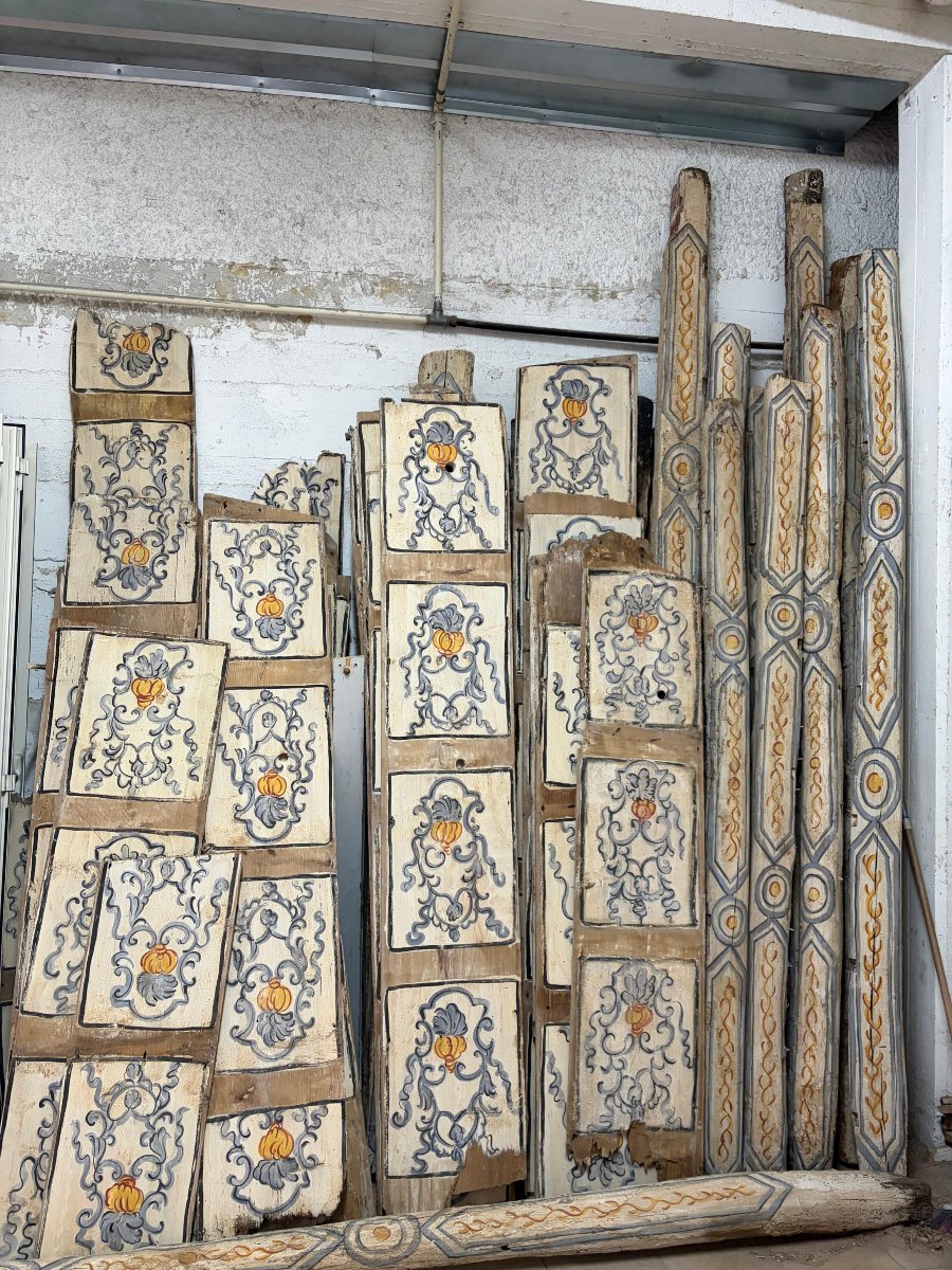 Antico soffitto in legno dipinto-photo-8