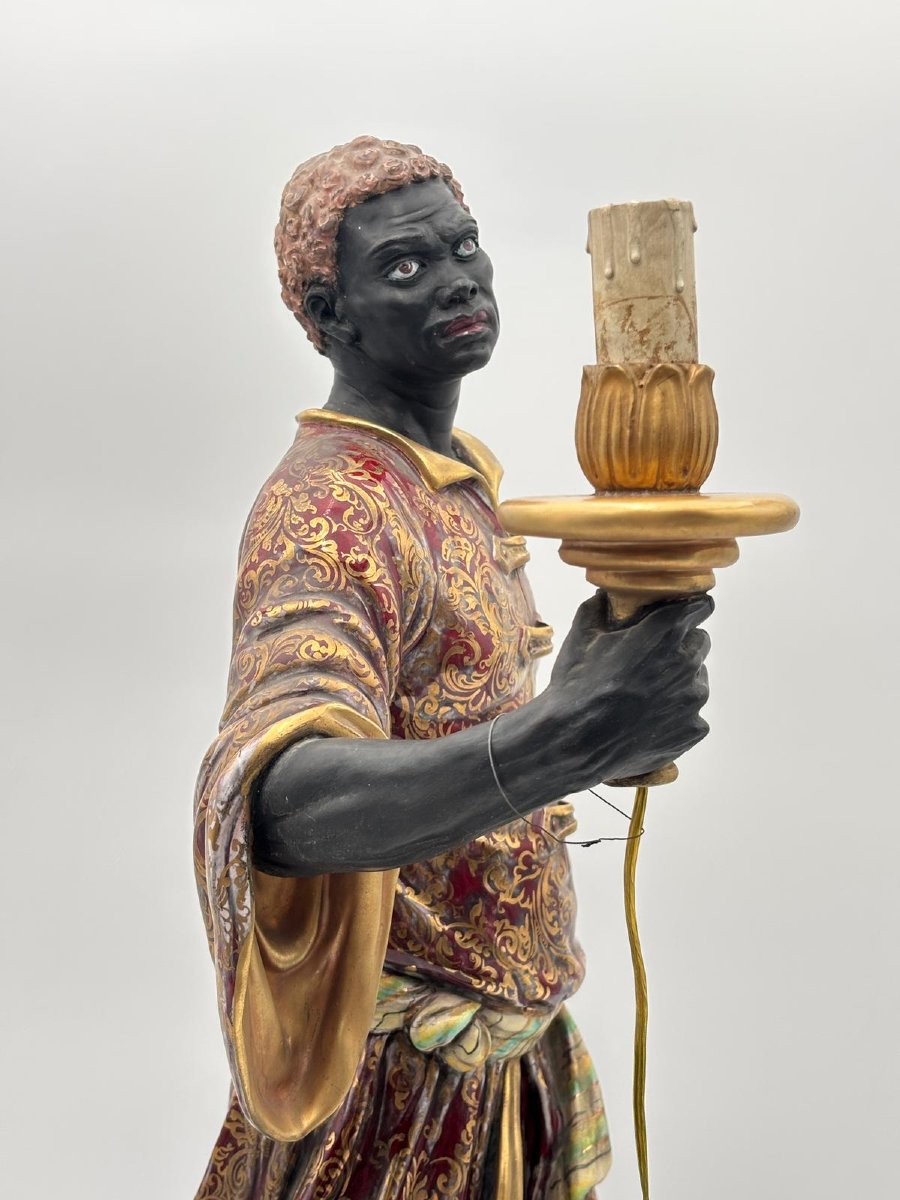 Lampada scultorea raffigurante Moretto – Manifattura italiana. 1930-photo-3