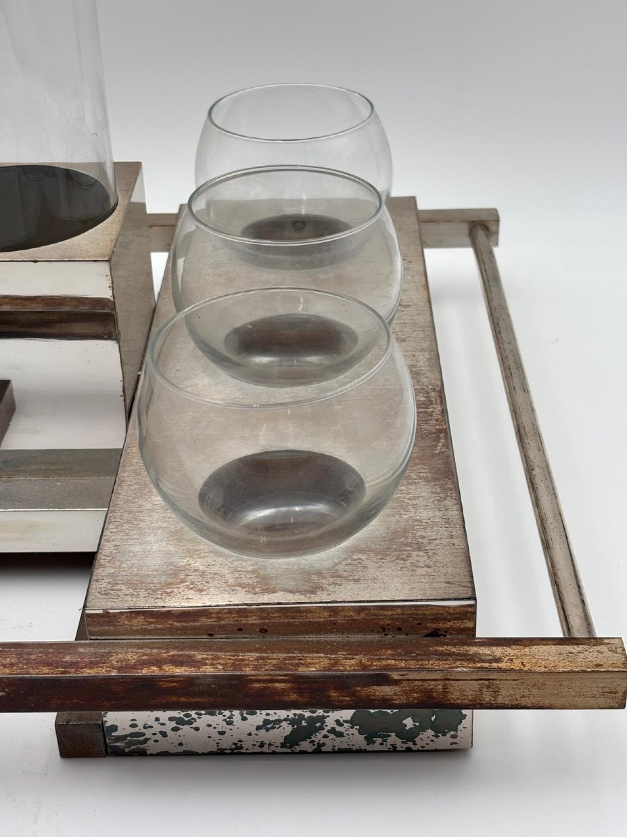 Servizio da bar modernista in metallo e vetro – Italia, anni 1960-photo-8