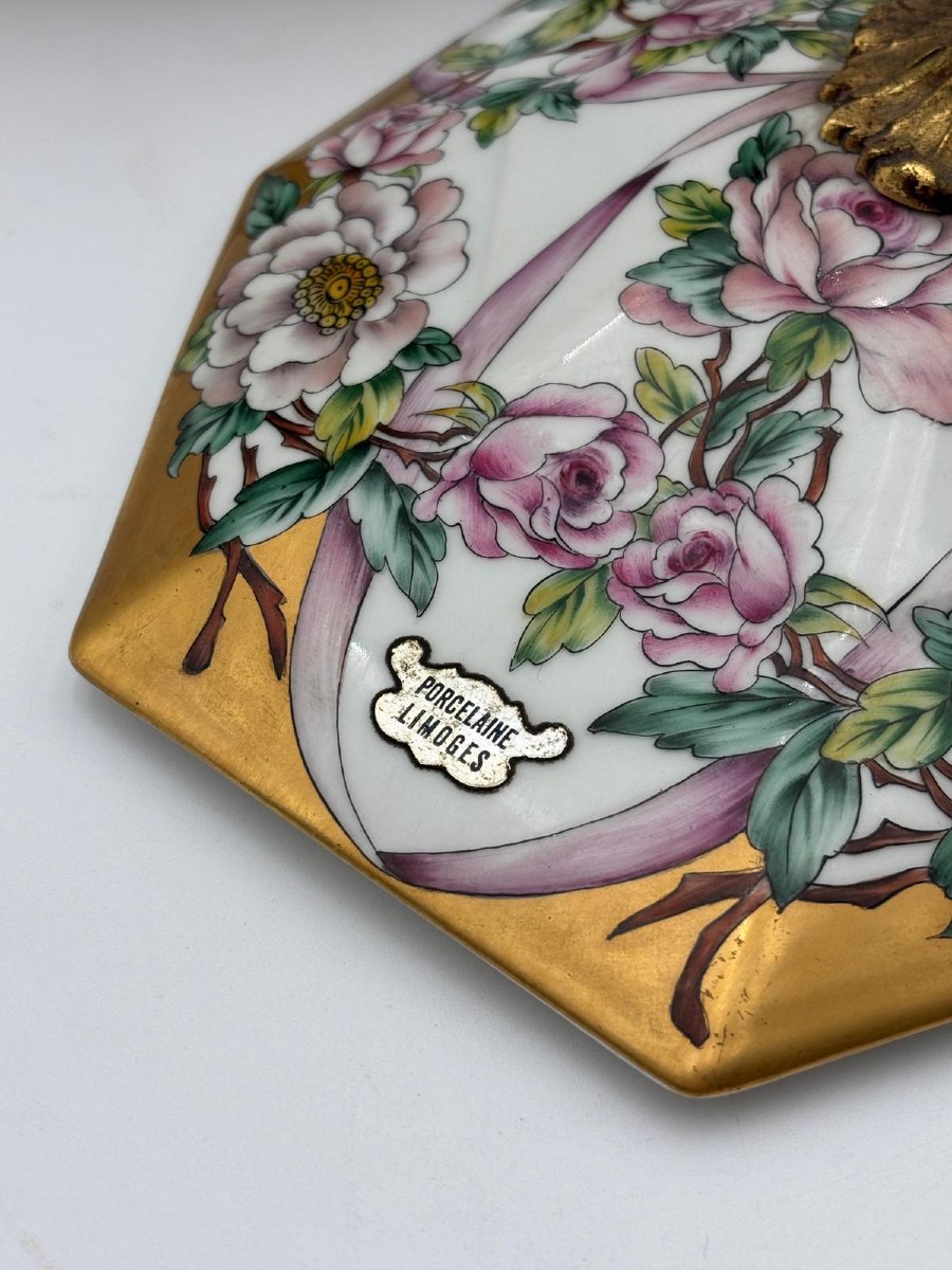 Coppa coperta decorativa in porcellana di Limoges – anni ’70-photo-5