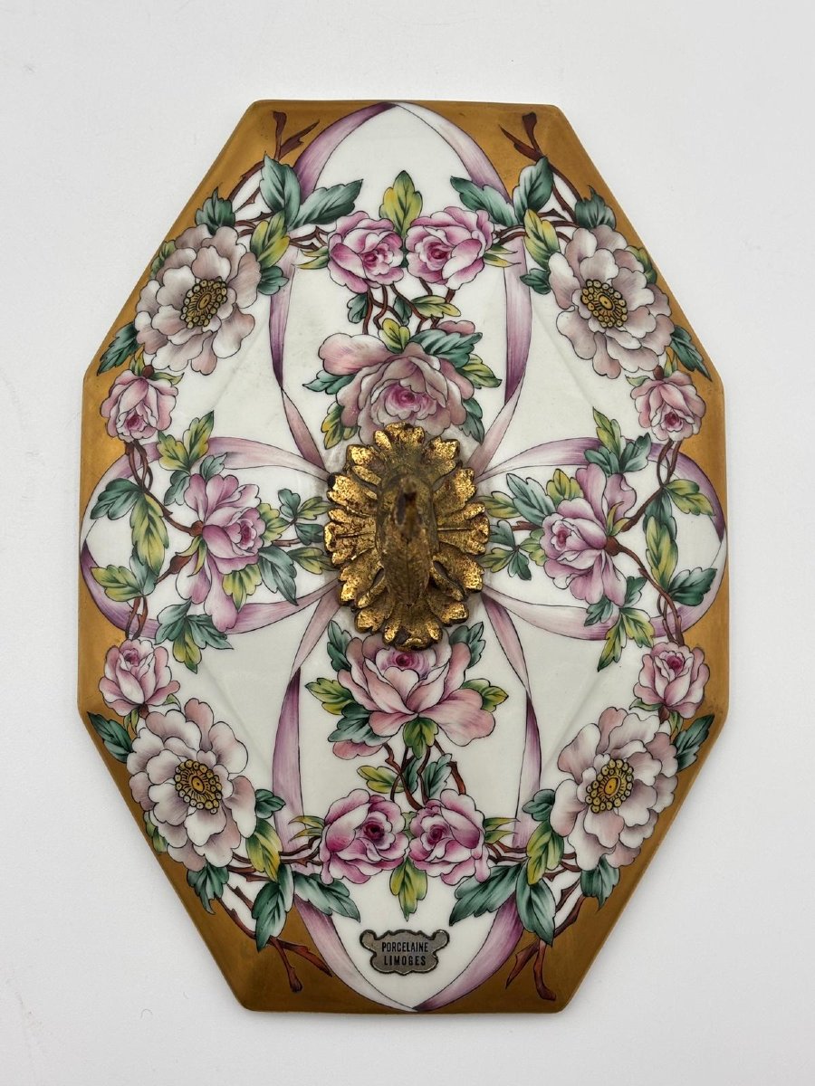 Coppa coperta decorativa in porcellana di Limoges – anni ’70-photo-6
