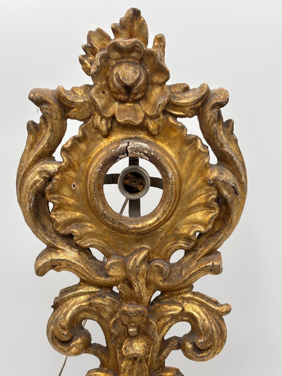 Coppia di reliquiari in legno scolpito e dorato XVIII secolo-photo-4