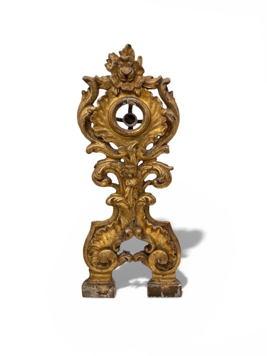 Coppia di reliquiari in legno scolpito e dorato XVIII secolo-photo-3