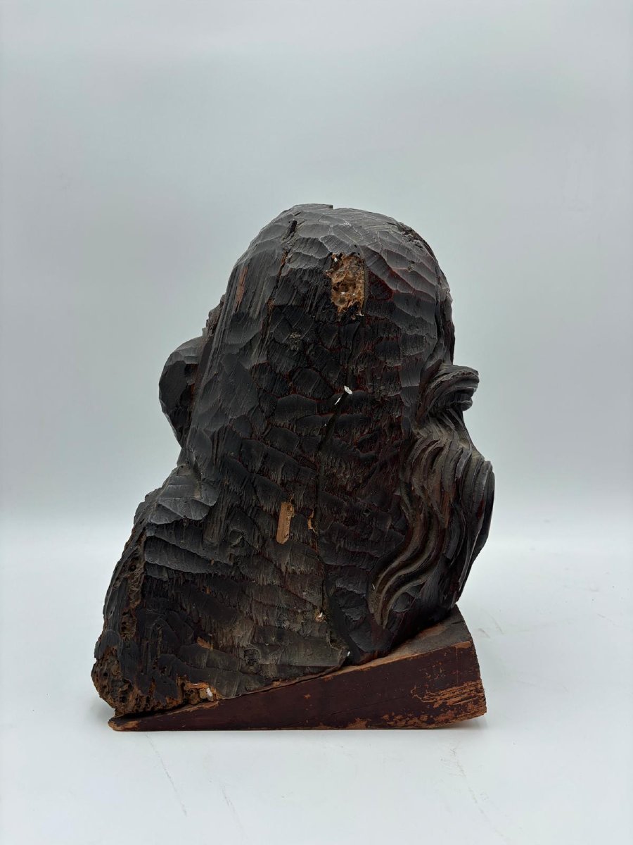 Testa di Cristo in legno intagliato – Italia, XVIII secolo-photo-1