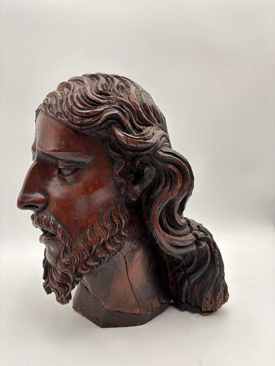 Testa di Cristo in legno intagliato – Italia, XVIII secolo-photo-4