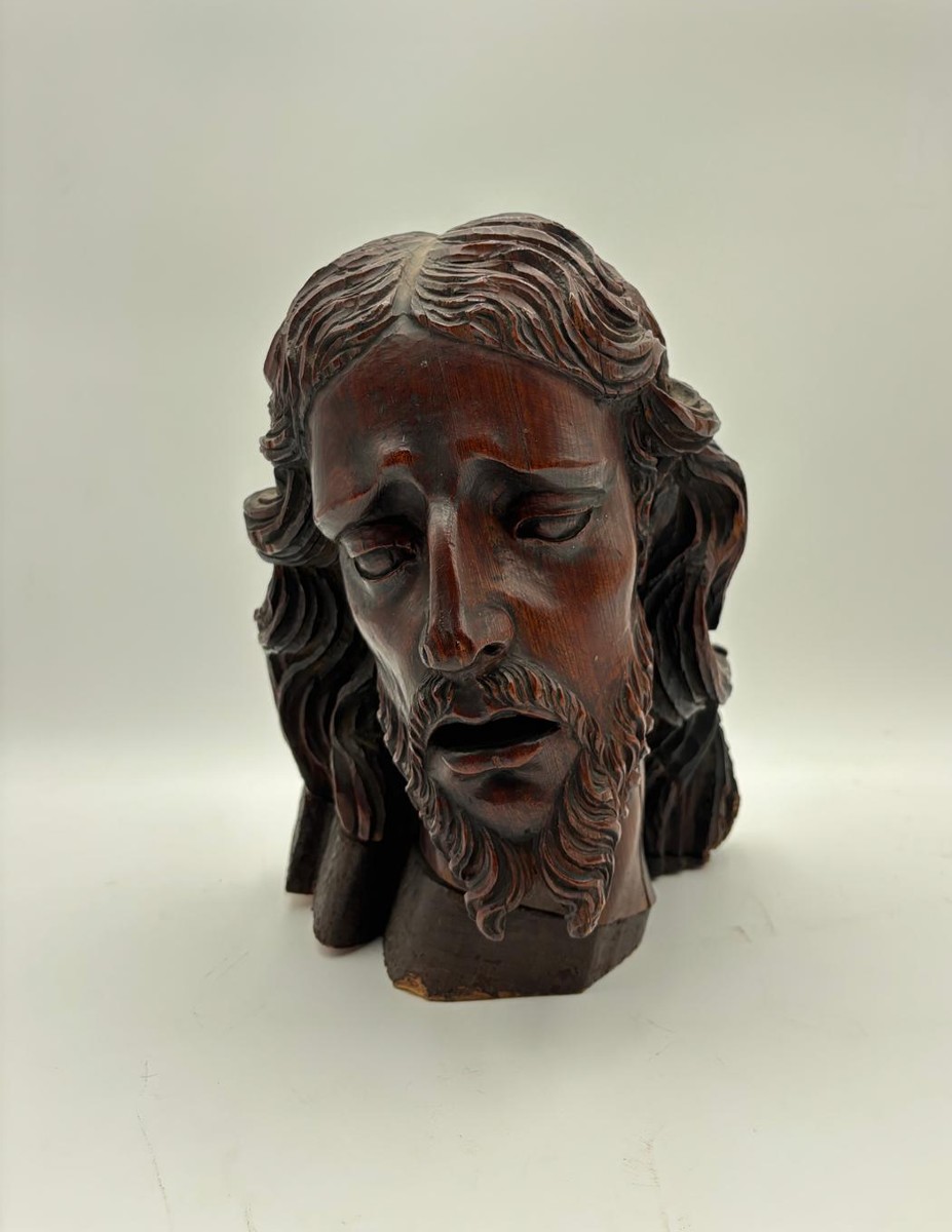 Testa di Cristo in legno intagliato – Italia, XVIII secolo