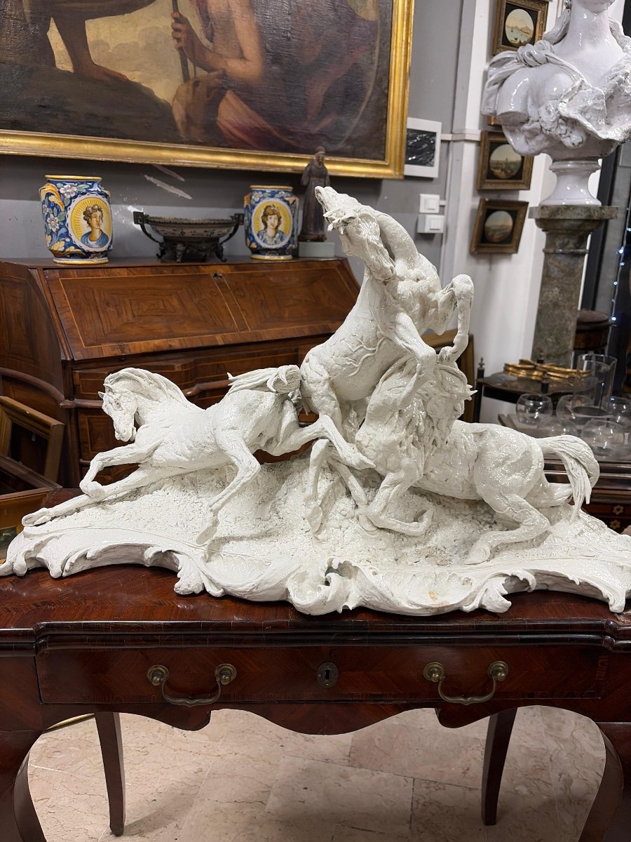 Gruppo scultorio raffigurante la lotta dei cavalli – inizi del XX secolo-photo-3