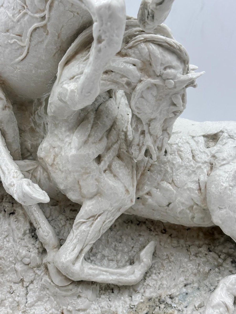 Gruppo scultorio raffigurante la lotta dei cavalli – inizi del XX secolo-photo-1