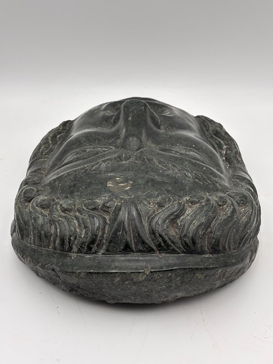 Mascherone decorativo in marmo verde scuro fine del XIX secolo-photo-2