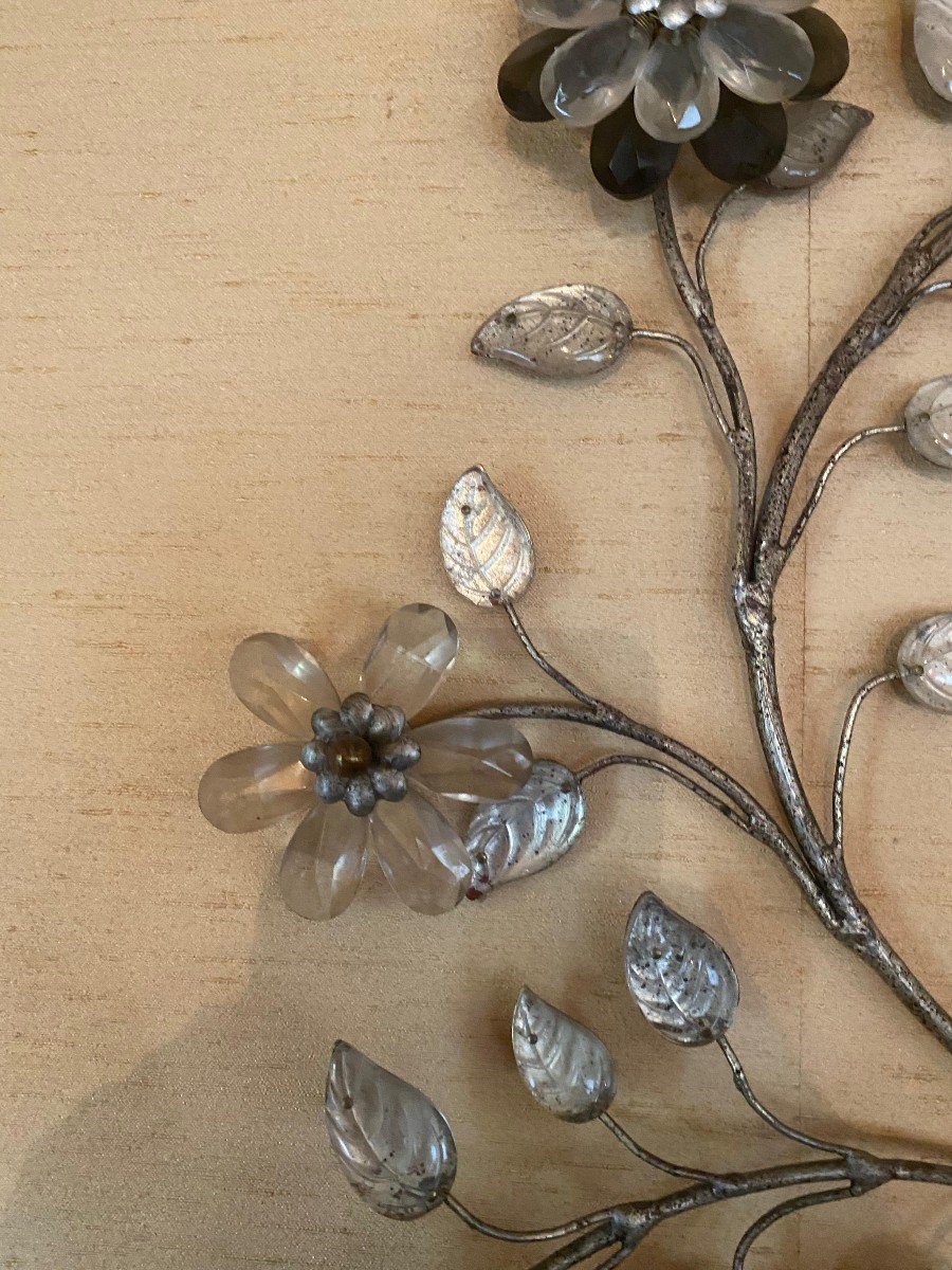 aplique stile Luigi XV a 4 luci  in metallo dorato e cristalli, metà  del XX Secolo-photo-2