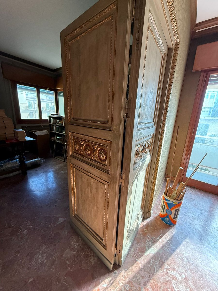 porta a quattro ante in legno intagliato e dorato, decorata su entrambi i lati – Italia, fine X-photo-2