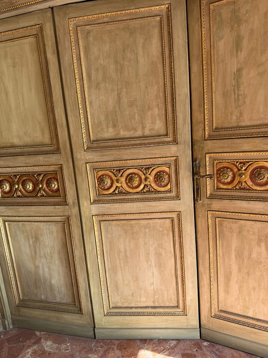 porta a quattro ante in legno intagliato e dorato, decorata su entrambi i lati – Italia, fine X-photo-3