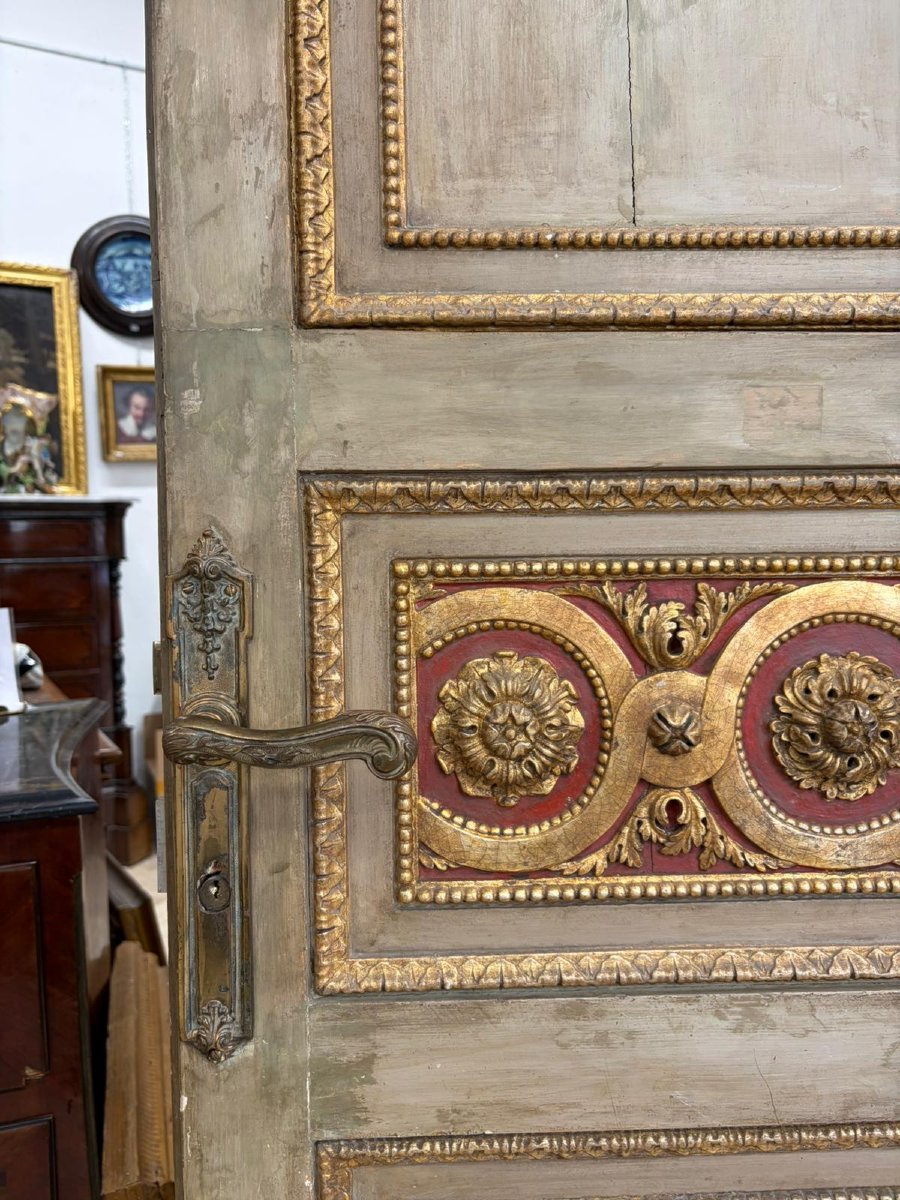porta a quattro ante in legno intagliato e dorato, decorata su entrambi i lati – Italia, fine X-photo-7