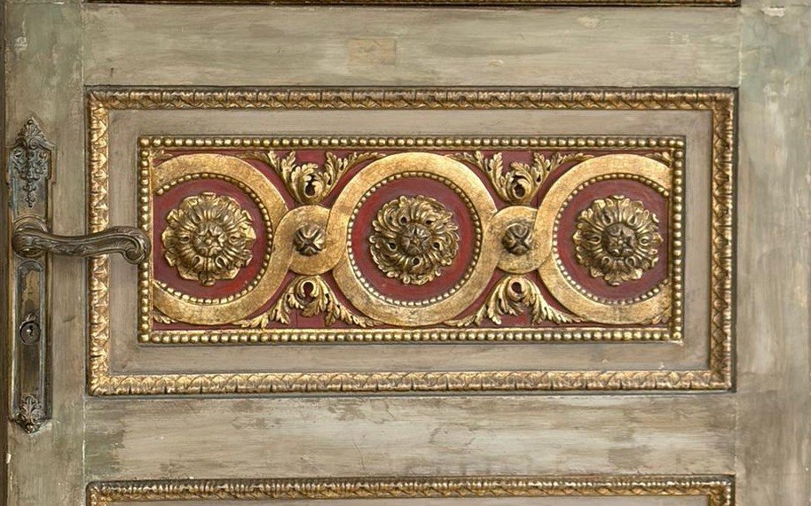 porta a quattro ante in legno intagliato e dorato, decorata su entrambi i lati – Italia, fine X-photo-8