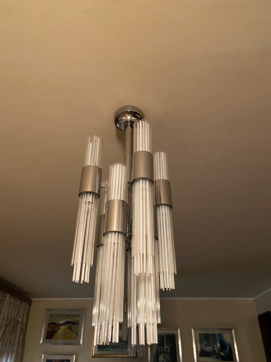 Venini lampada a sospensione, produzione Murano. Italia 1970.-photo-3