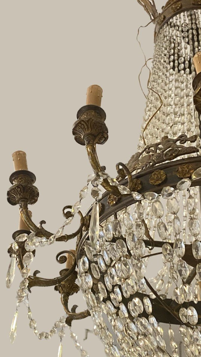 Grande lampadario a mongolfiera in bronzo -photo-4