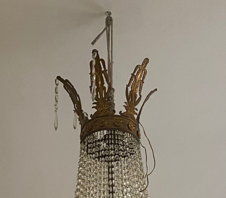 Grande lampadario a mongolfiera in bronzo -photo-3