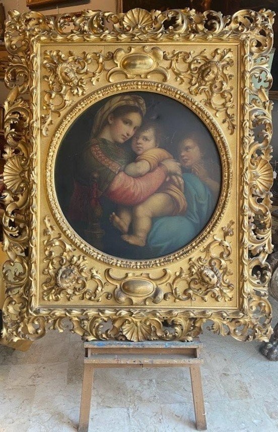 Dipinto raffigurante Madonna col Bambino (copia da Raffaello, “Madonna della Seggiola”)