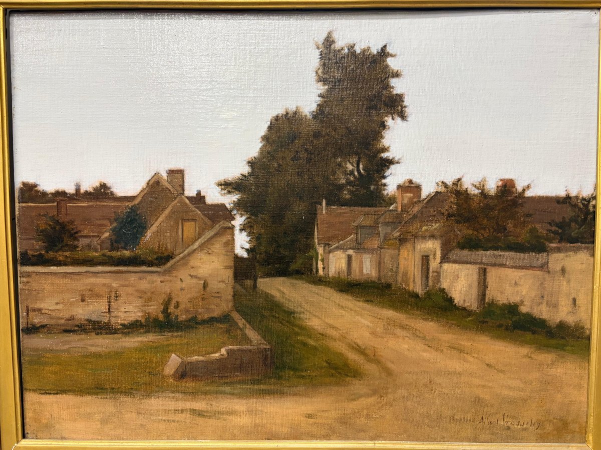 Albert Trotteyn (1868–1941) – “Strada di Villaggio” – Paesaggio rurale francese, olio su tela-photo-3