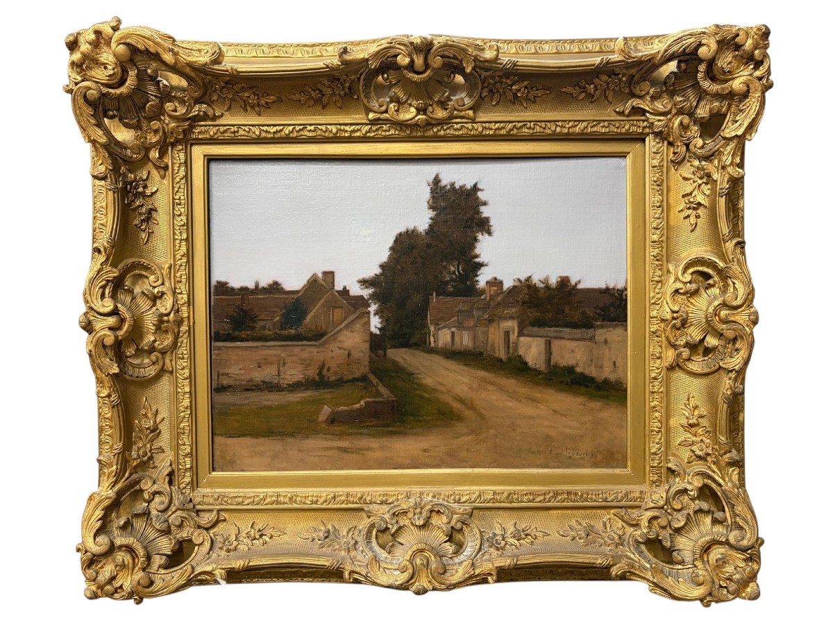 Albert Trotteyn (1868–1941) – “Strada di Villaggio” – Paesaggio rurale francese, olio su tela