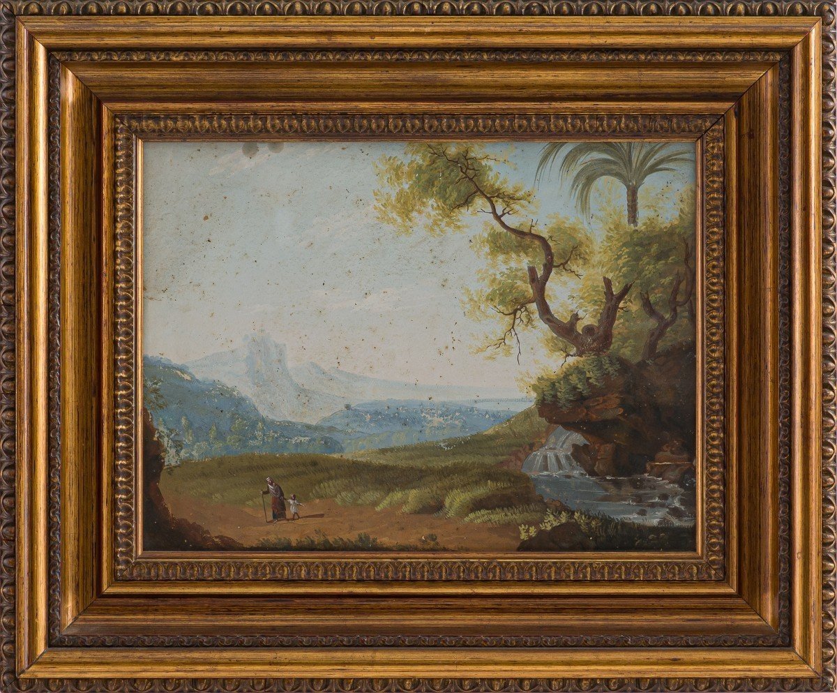 jean Pillèment (1728-1808) attribuito, 4 tempere su carta-photo-2