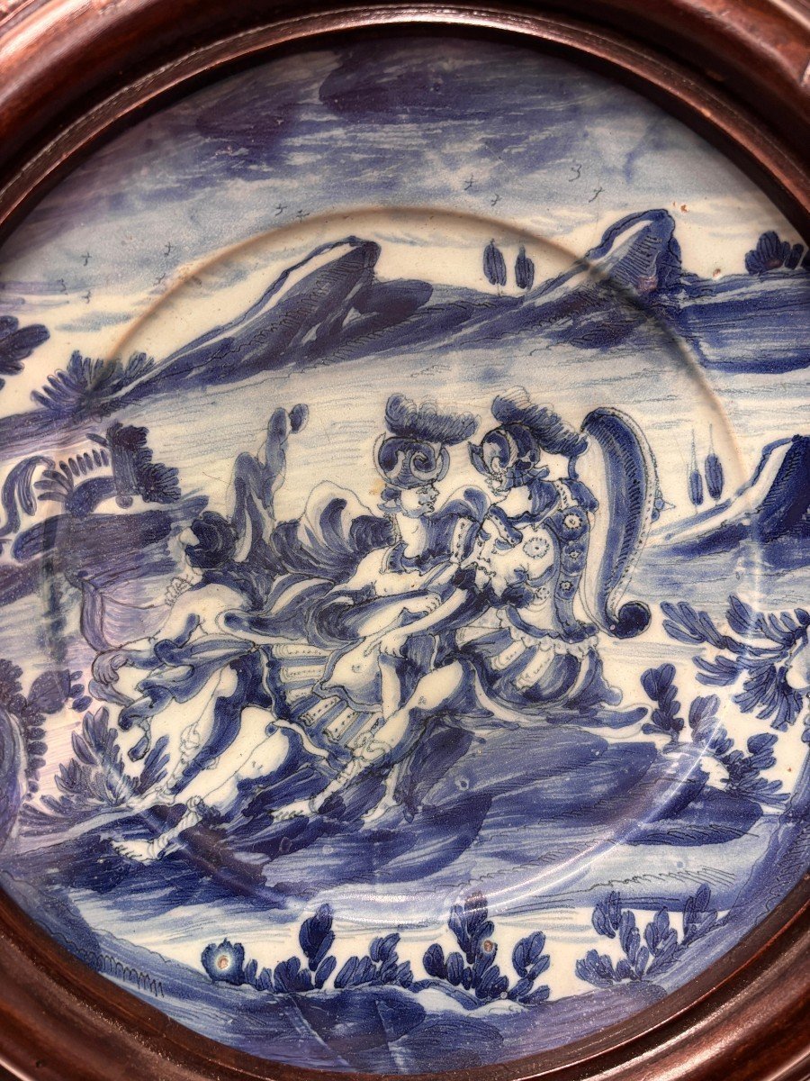 Antico Piatto In Maiolica Con Scena Mitologica-photo-4
