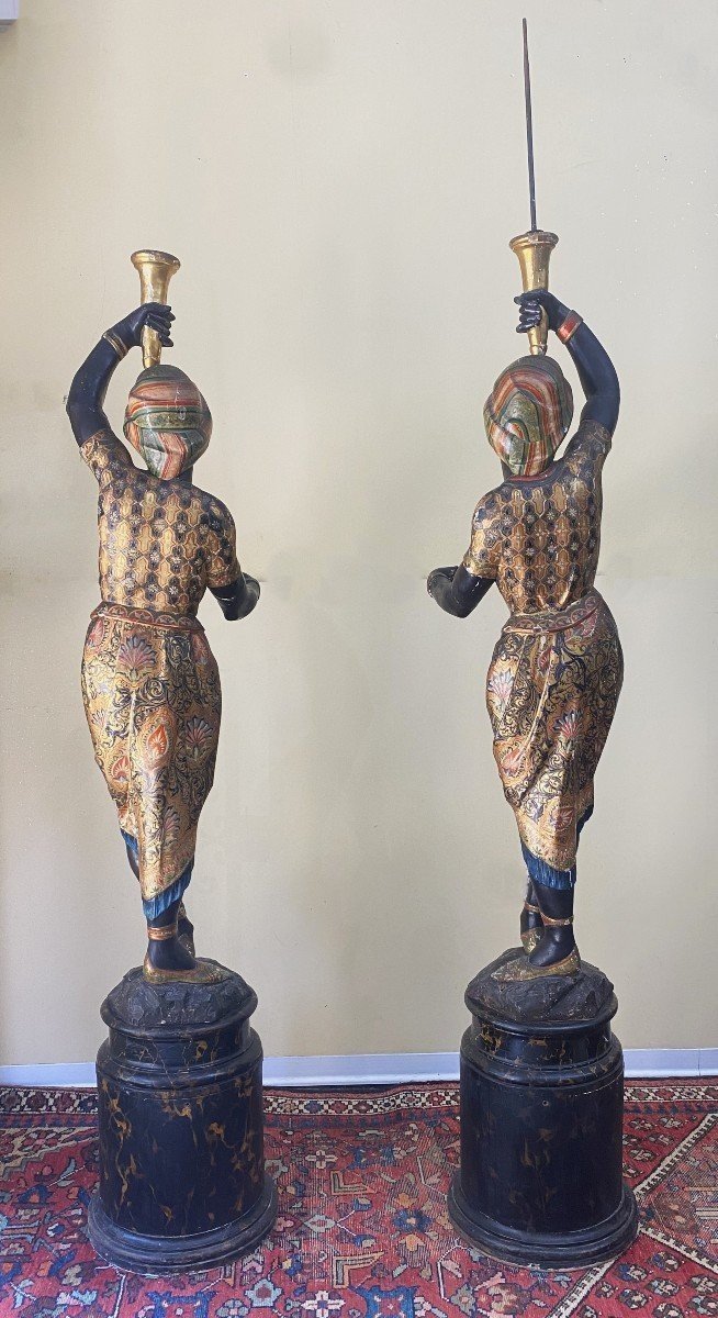 Coppia sculture Raffiguranti Mori , Venezia seconda metà del XVIII secolo-photo-3