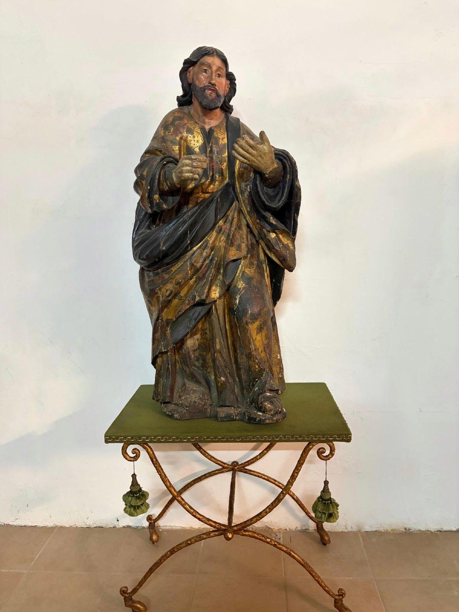 Scultura lignea policroma e dorata –San Luca Evangelista -photo-3