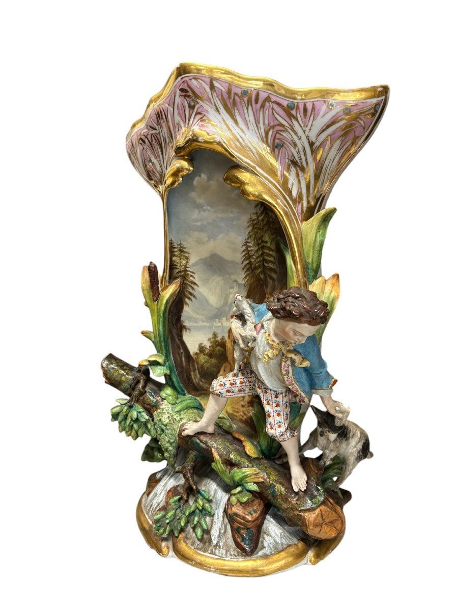 Coppia di grandi vasi in porcellana Vecchia Parigi, Francia 1830-1860.-photo-4