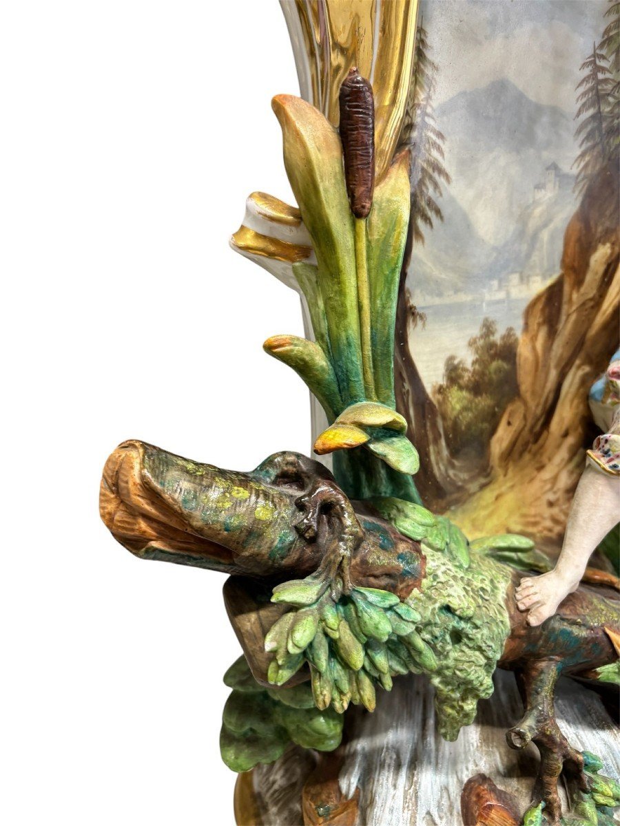 Coppia di grandi vasi in porcellana Vecchia Parigi, Francia 1830-1860.-photo-2