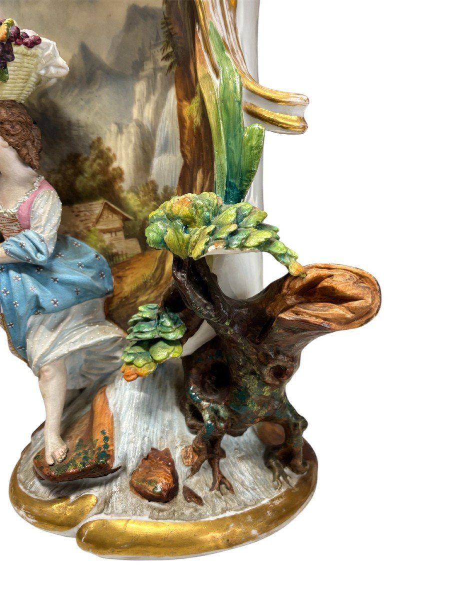 Coppia di grandi vasi in porcellana Vecchia Parigi, Francia 1830-1860.-photo-5