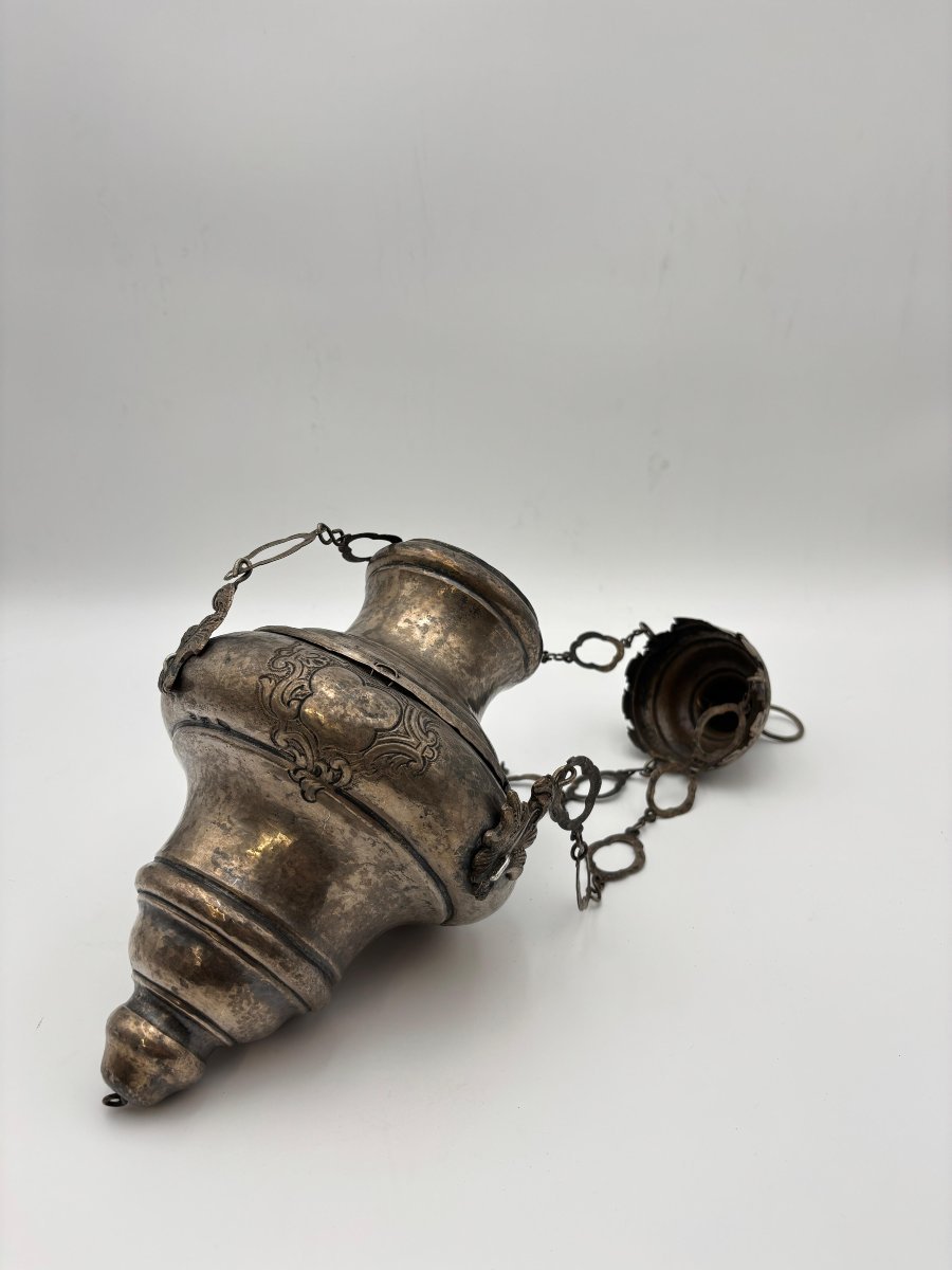 Coppia di lampade votive in argento  Palermo, XVIII secolo-photo-2