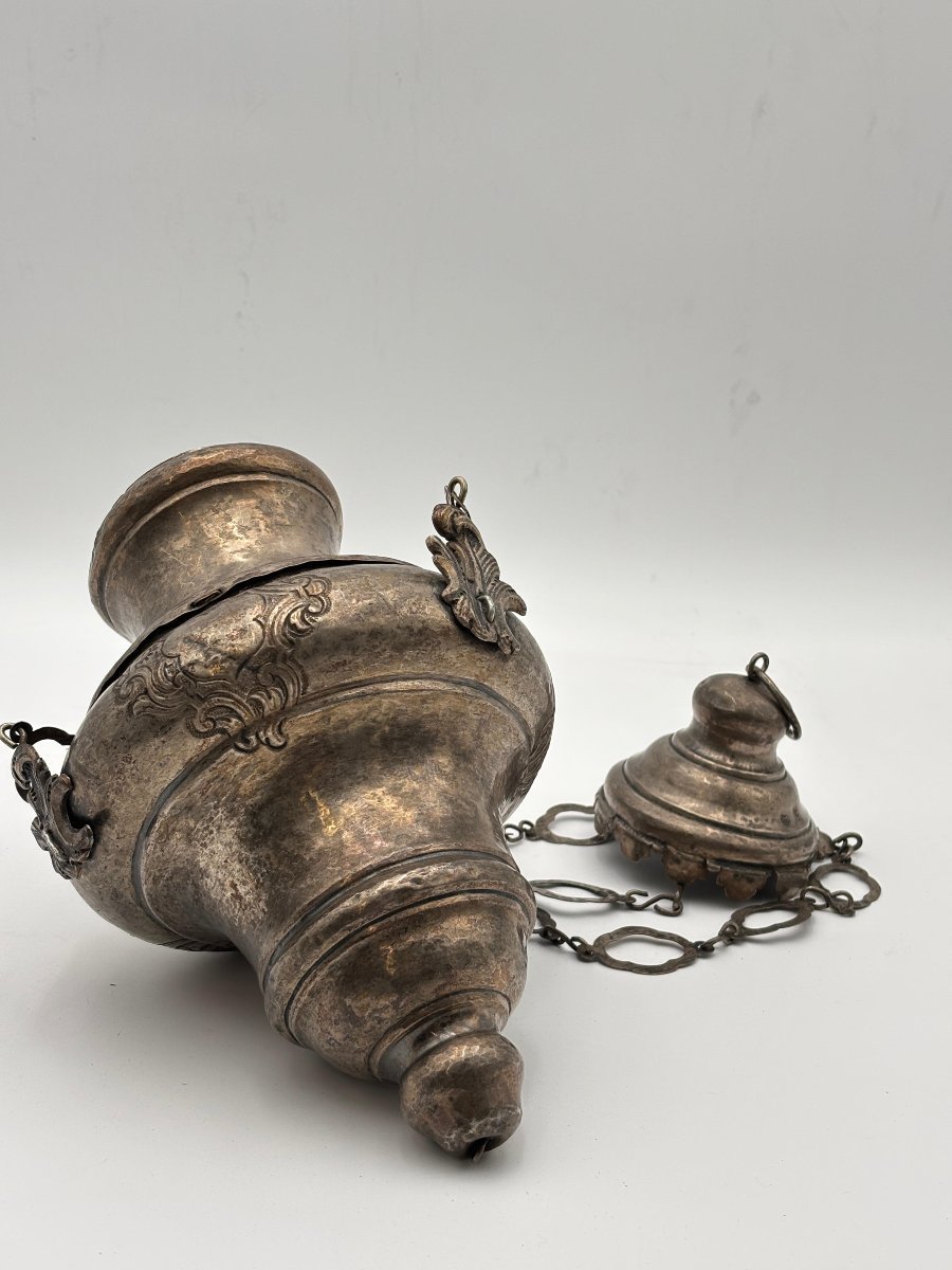 Coppia di lampade votive in argento  Palermo, XVIII secolo-photo-3