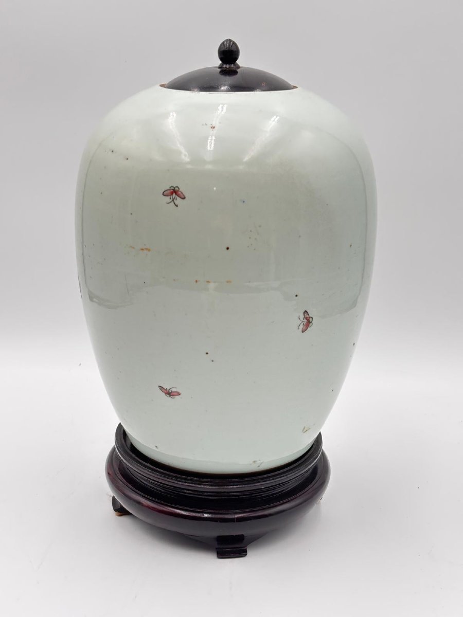 Vaso Cinese in Porcellana Decorata con Uccelli e Rami Fioriti-photo-4