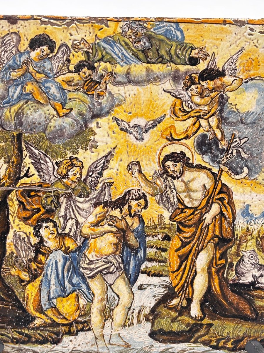 Maiolica napoletana del XVIII secolo – Battesimo di Cristo-photo-4