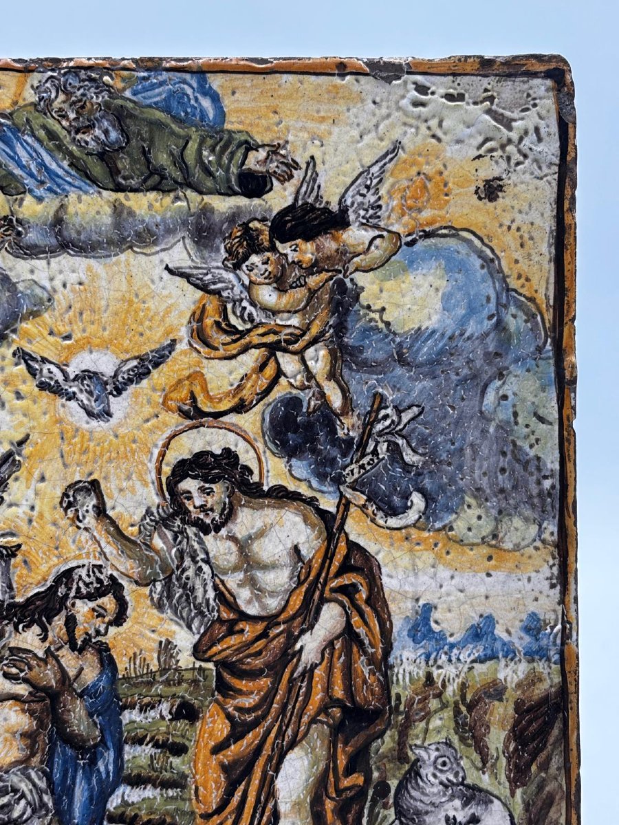 Maiolica napoletana del XVIII secolo – Battesimo di Cristo-photo-2