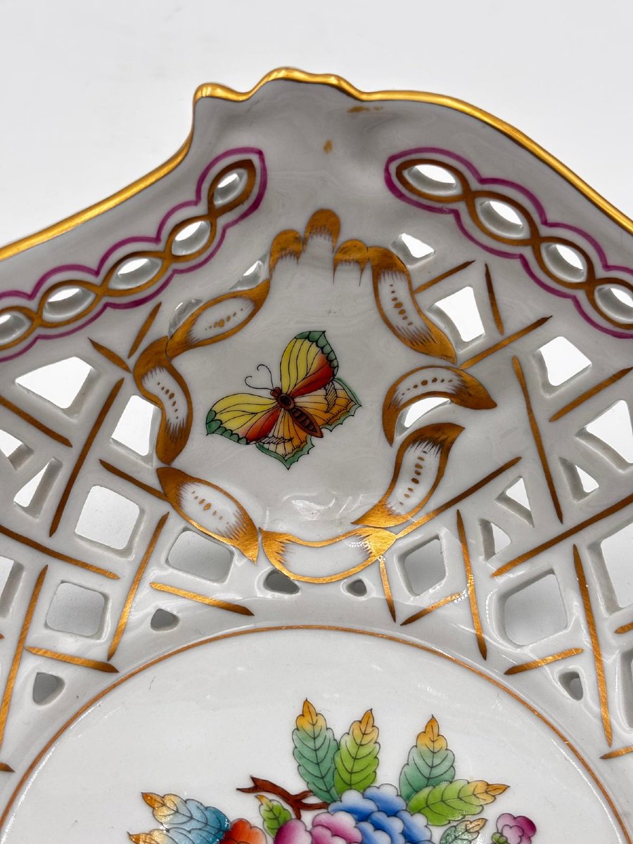 Cestino traforato in porcellana Herend,  Ungheria, seconda metà del XX secolo.-photo-5