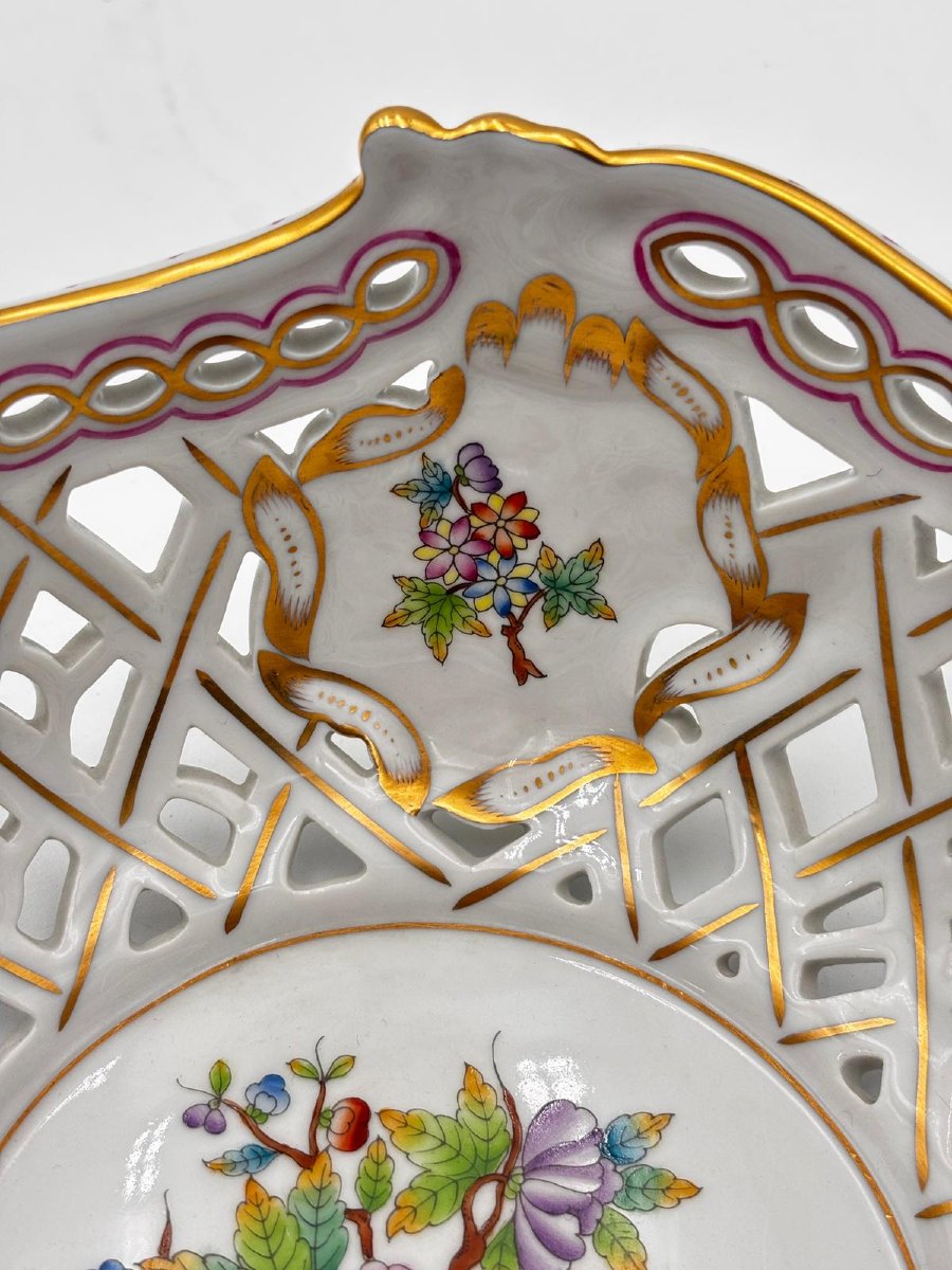 Cestino traforato in porcellana Herend,  Ungheria, seconda metà del XX secolo.-photo-6
