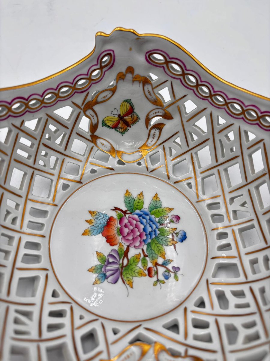 Cestino traforato in porcellana Herend,  Ungheria, seconda metà del XX secolo.-photo-7