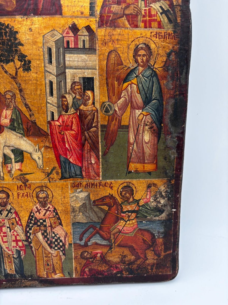 Icona russa con Madre di Dio e scene della vita di Cristo e santi – XIX secolo-photo-4