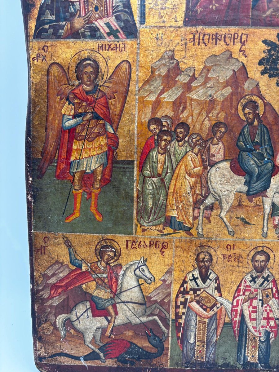 Icona russa con Madre di Dio e scene della vita di Cristo e santi – XIX secolo-photo-4