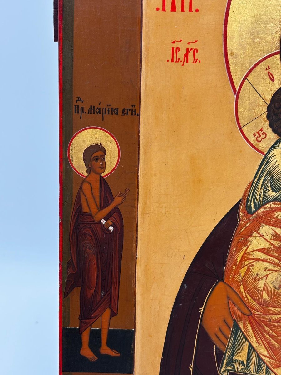 Icona russa della Madre di Dio “Eleousa” (Tenerezza) – XIX secolo Tempera su tavola, fondo oro-photo-2