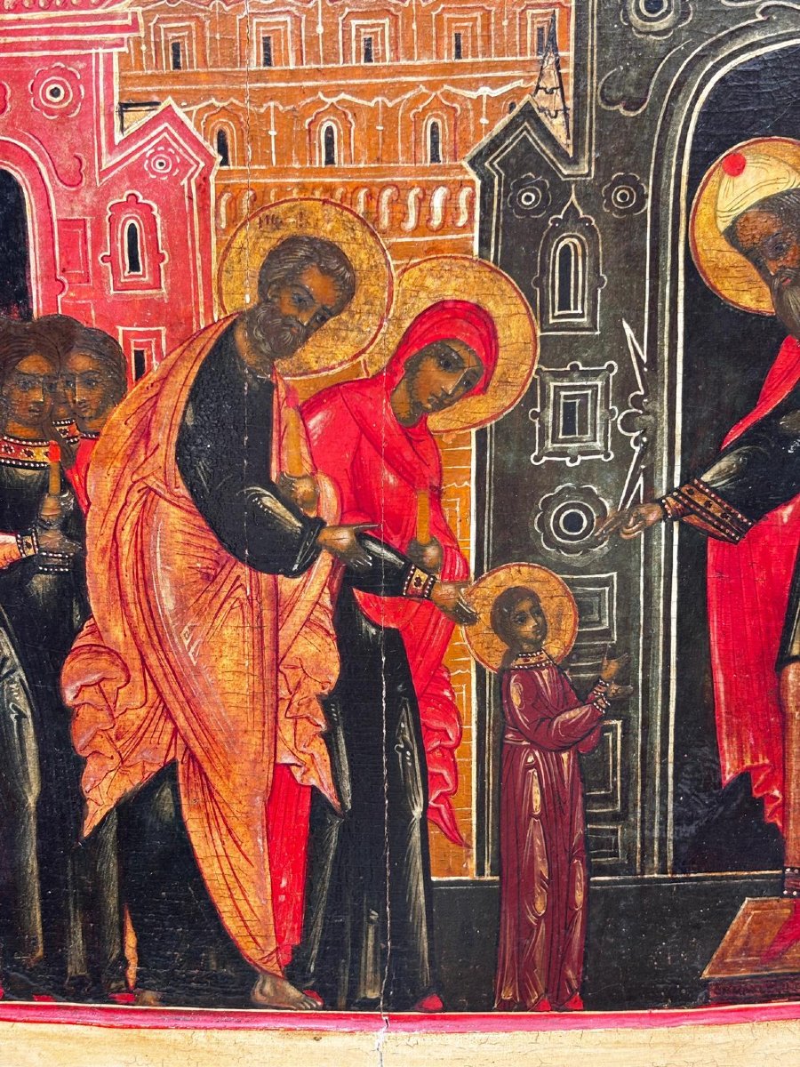 Icona Russa XIX Secolo – Presentazione della Vergine al Tempio-photo-4