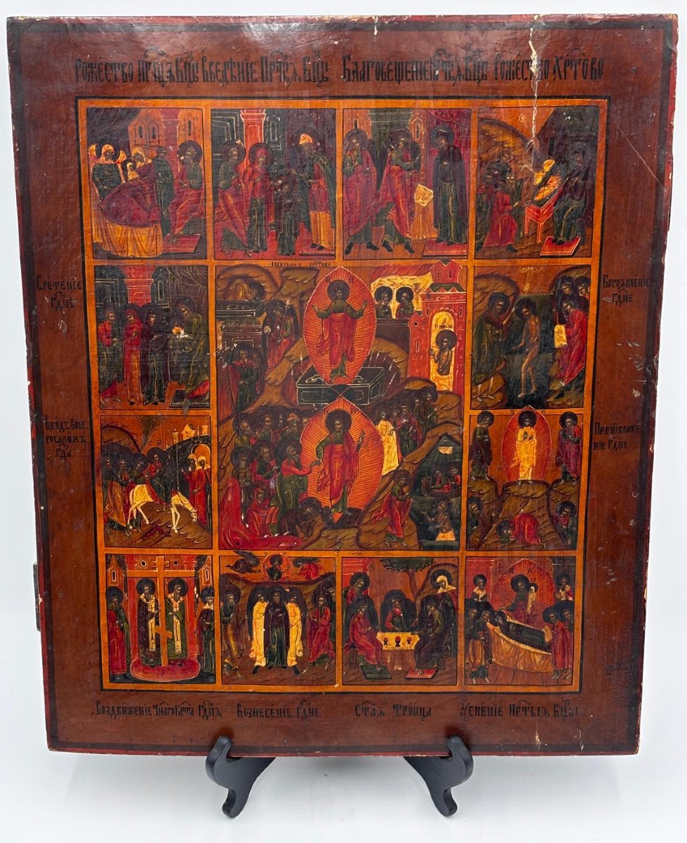 Grande Icona Russa XIX Secolo – Feste Liturgiche (Menaion)
