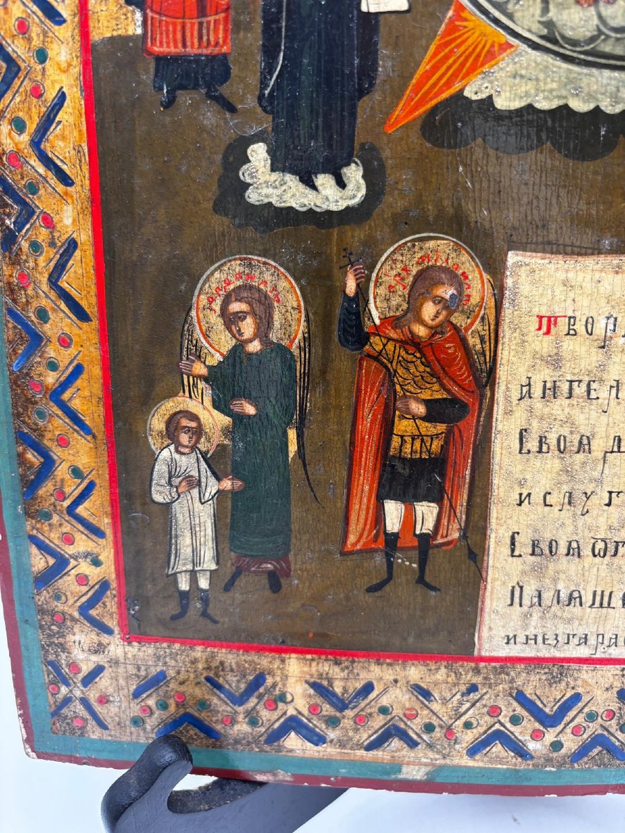 Icona Russa XIX Secolo – Santa Trinità con Santi e Angeli -photo-3