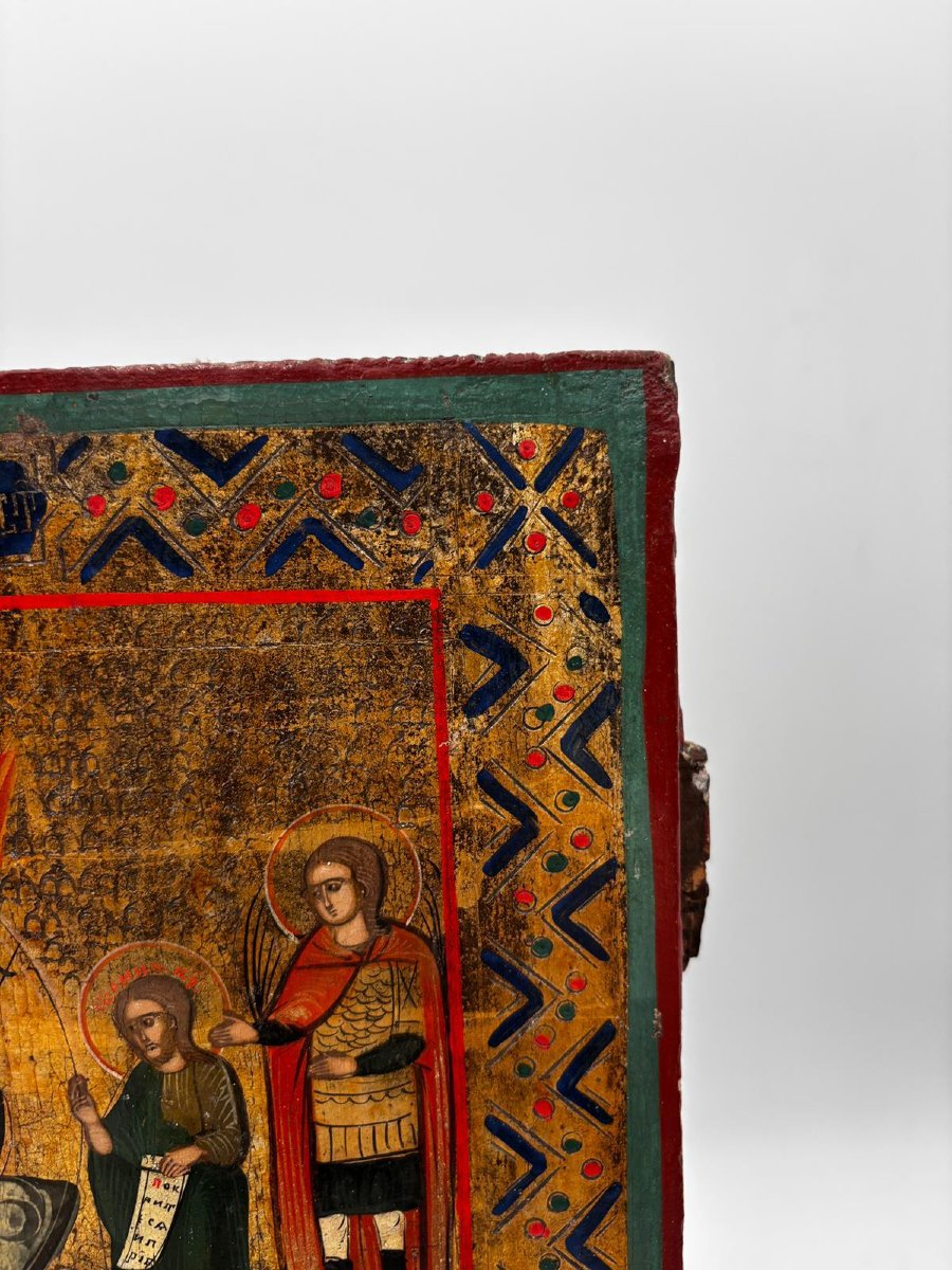 Icona Russa XIX Secolo – Santa Trinità con Santi e Angeli -photo-3